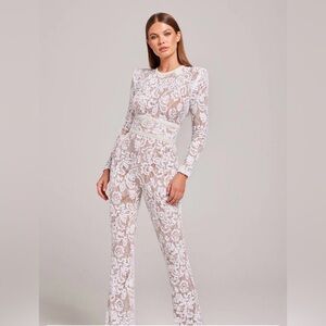 Nadine Merabi BELLA WHITE JUMPSUIT size Medium